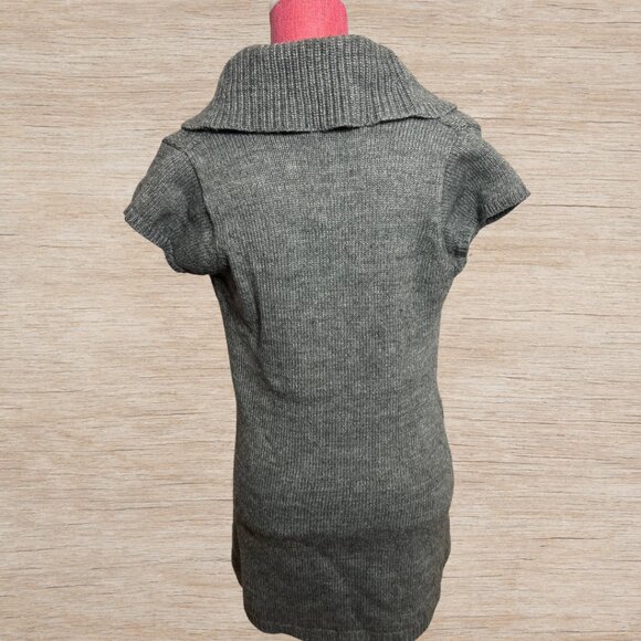 Express Gray Wool Chunky Long Sweater Top Y2K Size Medium Knitwear Office Siren - Picture 3 of 5